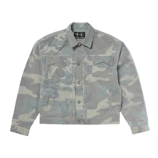 Thug Club 25ss 做旧水洗铆钉金属logo背后褶皱牛仔夹克外套