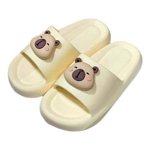 细细条 卡皮巴拉情侣凉拖鞋夏可爱卡通软底EVA男女家用洗澡凉拖鞋