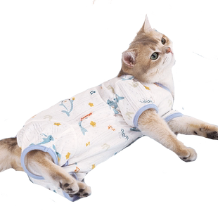 猫咪衣服冬装防掉毛睡衣纯棉连体衣四脚全包小猫猫护肚衣冬季保暖