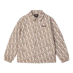 FILA 斐乐男子轻薄款羽绒服2024冬新翻领满印时尚保暖潮流男外套