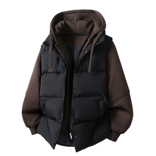 班尼路SK高端假两件连帽棉衣男士冬季加厚保暖宽松棉服外套男款YS