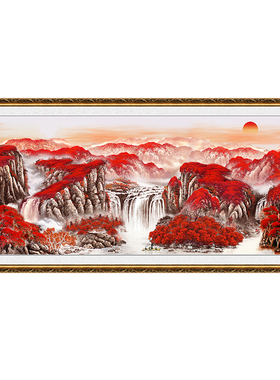 富水长流八方来财风景自粘国画