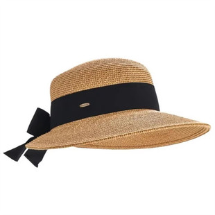 现货Coolibar 草编精致蝴蝶结太阳帽 防紫外线防晒帽UPF50+ 02377