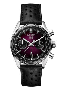 【新品】TAG Heuer泰格豪雅卡莱拉系列计时码表烟熏紫表盘男表