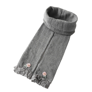 女童加厚加绒连裤袜冬款粉色花边打底裤保暖裤九分裤不连脚宝宝裤