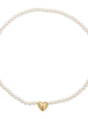 磁吸爱心施家珍珠法式简约项链