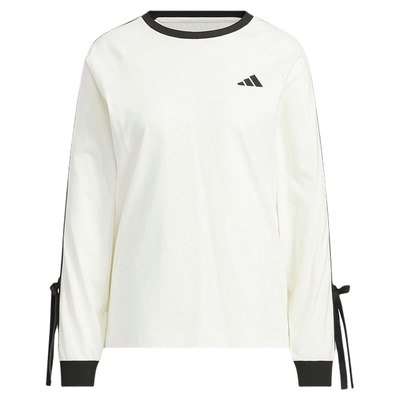 adidas阿迪达斯新款三条纹舞动系列棉质运动宽松女长袖T恤 KG3859