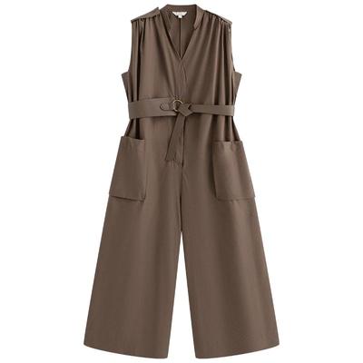 阿依莲极简干练无袖阔腿连体裤