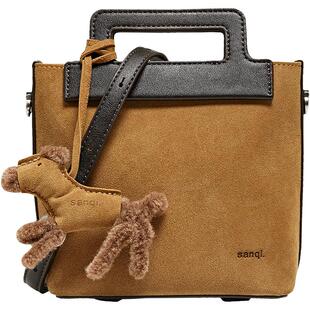 百思图秋冬季商场新款仿麂皮质感迷你手提包生日礼物女包TY092DX5