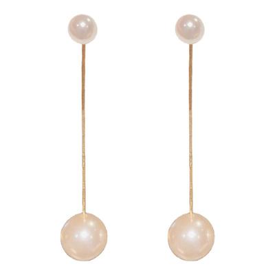 两戴珍珠耳钉银针气质耳环女珍珠