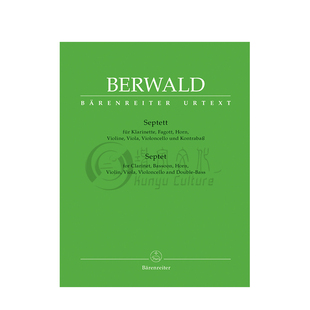 贝尔瓦尔德 七重奏 分谱 单簧管巴松管圆号中提琴大提琴低音提琴 德国骑熊士原版乐谱书 Berwald Septet for Clarinet BA8514