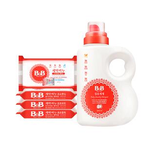 B&B保宁婴幼儿1500ml洗衣液新生儿童尿布内衣裤抑菌洋槐皂200g*4