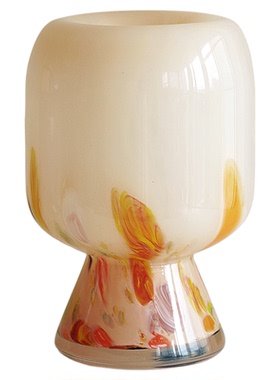 客厅彩色轻奢中古风玻璃桌面插花