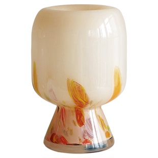 梵其法式中古风彩色玻璃花瓶摆件轻奢高级感客厅桌面插花装饰花器