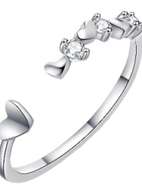 小爱心开口戒指个性银饰