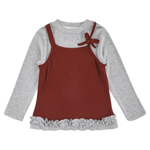 幼悠女童半高领假两件打底衫春秋俏皮可爱软糯亲肤洋气百搭上衣潮