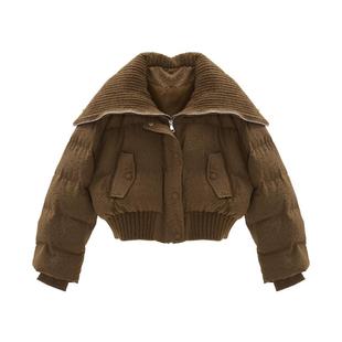 IAmMIX27冬季短款羽绒服女加厚保暖时尚百搭针织大翻领羽绒外套女