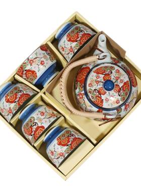 日本进口 有田烧无铅陶瓷茶具茶壶彩色贴花提梁泡茶壶日式宫廷风