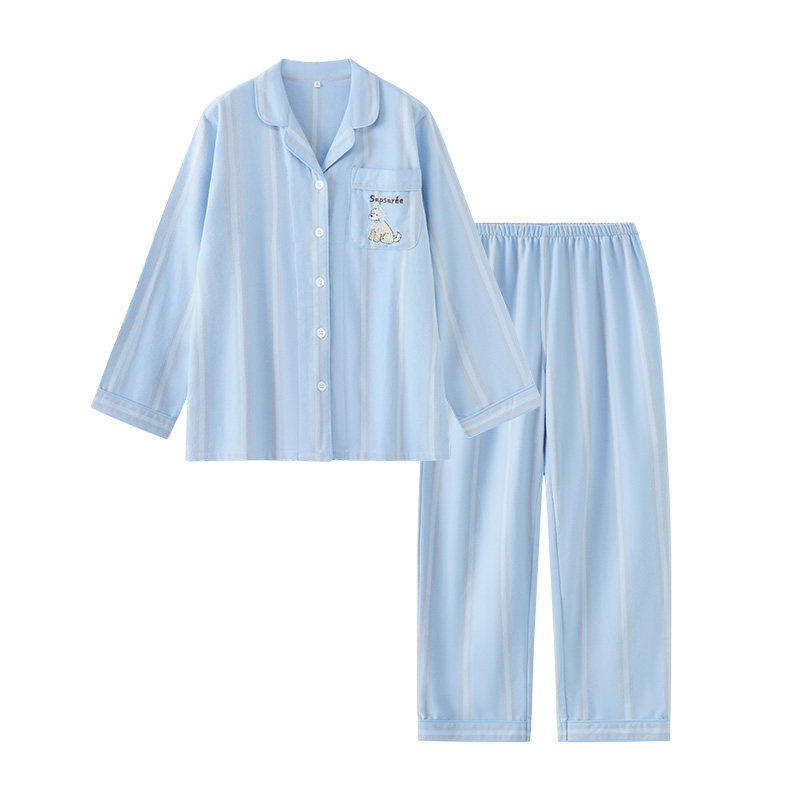100%全棉磨毛春秋冬情侣家居服