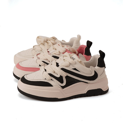 牛皮BABORER小白鞋拼接低帮透气