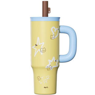 肆月大容量冰霸保温杯不锈钢大号吸管水杯巨无霸1000ml办公室杯子