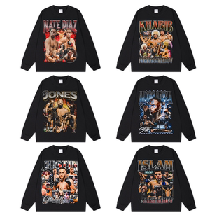 Oliveira奥利维拉 普瓦里尔长袖T恤UFC美式小领口格斗上衣vintage