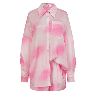 none 新款粉色衬衫套装女宽松休闲百搭慵懒风短裤夏季新款女