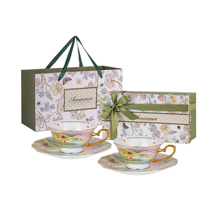 旷野骨瓷咖啡杯套装精致对杯英式茶具情侣礼盒结婚高档精致礼物