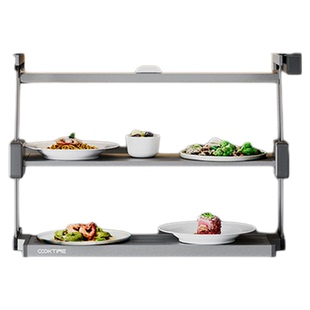 酷太厨房置物架柜底双层备餐架吊柜下拉折叠挂架调味料锅架碗架