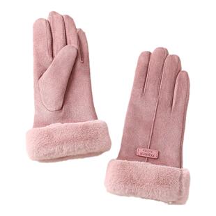 卡帝乐鳄鱼手套女款冬季保暖加绒加厚防寒防水电动车骑行触屏手套