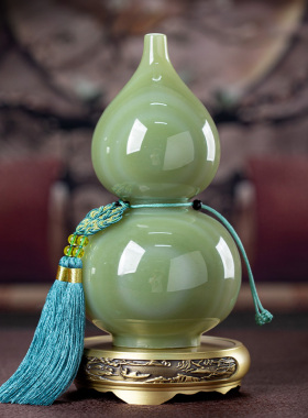 藏钰福天然玉石葫芦摆件福禄平安家居装饰品新居乔迁客厅开业礼品