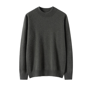 康家线~12针包领平面半高极简风100%纯山羊绒衫男宽松加厚打底衫