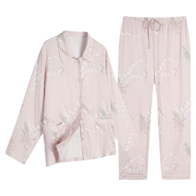 loveloc纱布月子服夏薄款孕期产后哺乳透气纱布睡衣家居服套装