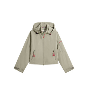 HUNTER2026早春新款女士磨毛连帽短外套户外露营通勤简约休闲外套