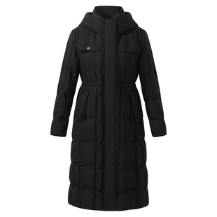 【95白鹅绒】歌莉娅长款羽绒服女冬季新款轻薄收腰连帽外套