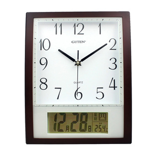 金钟宝方形挂钟现代客厅钟表创意时尚多功能挂表卧室静音日历挂钟