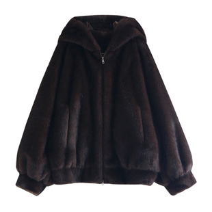 徐大脸吖定制 丰盈环保千金紫貂毛毛外套冬年轻款连帽皮草女大衣