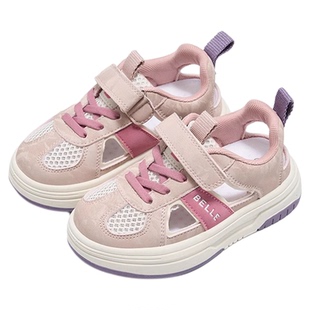 百丽童鞋女童运动凉鞋夏网面透气软底女孩鞋子单鞋儿童休闲包头鞋