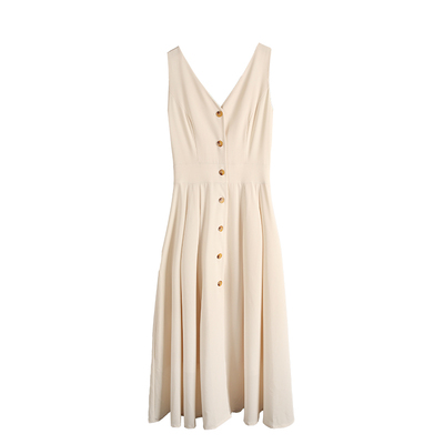 法式无袖v领连衣裙女2026夏季