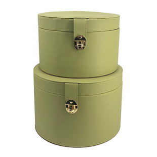 简约现代样板房收纳盒饰品摆件软装家居衣帽间收纳箱皮革圆形圆盒