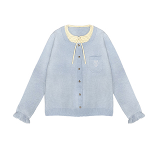 假两件刺绣哺乳上衣秋冬大码甜系口袋针织开衫辣妈款外出喂奶毛衣