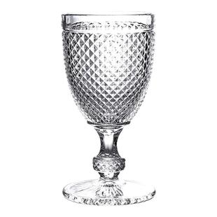 ins网红餐厅复古浮雕刻花玻璃高颜值高脚香槟杯果汁杯美式咖啡杯