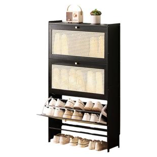 包安装黑色超薄鞋柜家用门口入户门后翻斗极窄小户型鞋架子竹实木