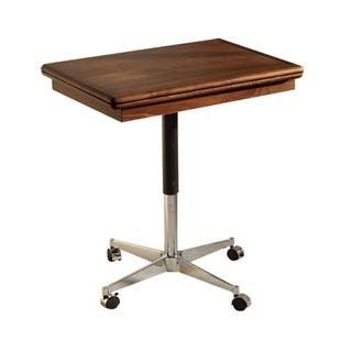 黑胡桃木可移动升降茶几全实木折叠餐桌沙发边几两用原木桌子带轮