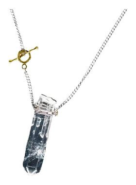 大颗白水晶柱项链925银