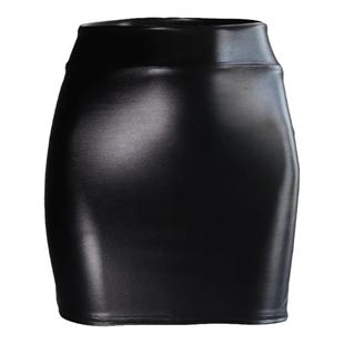 超火皮裙PU漆皮无内衬大码紧身弹力性感辣妹包臀裙亮面超短裙夏季