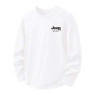 JEEP吉普纯棉t恤男长袖春季薄款高级感男士衣服休闲宽松上衣男款