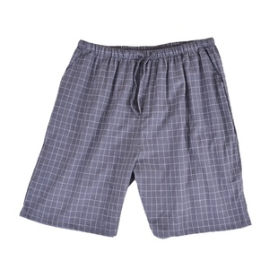 纯棉短裤男格子简约宽松休闲情侣加肥大裤衩薄款家居裤女夏季睡裤