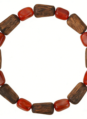 山川心语南红火焰纹沉香补火手链