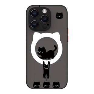 适用于iPhone13mini肤感16e磁吸14magsafe手机壳17air网红创意磨砂se2卡通15plus小众高级感12max黑猫11pro